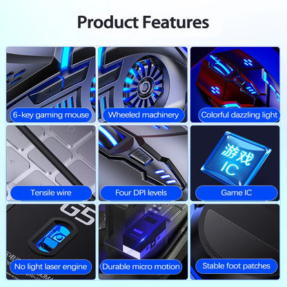 UTHAI G5 Wired Gaming Mouse 3200 DPI RGB LED Gaming Mouse with 6 Programmable Buttons, USB Ergonomic Gaming Mouse for PC, Laptop & Esports