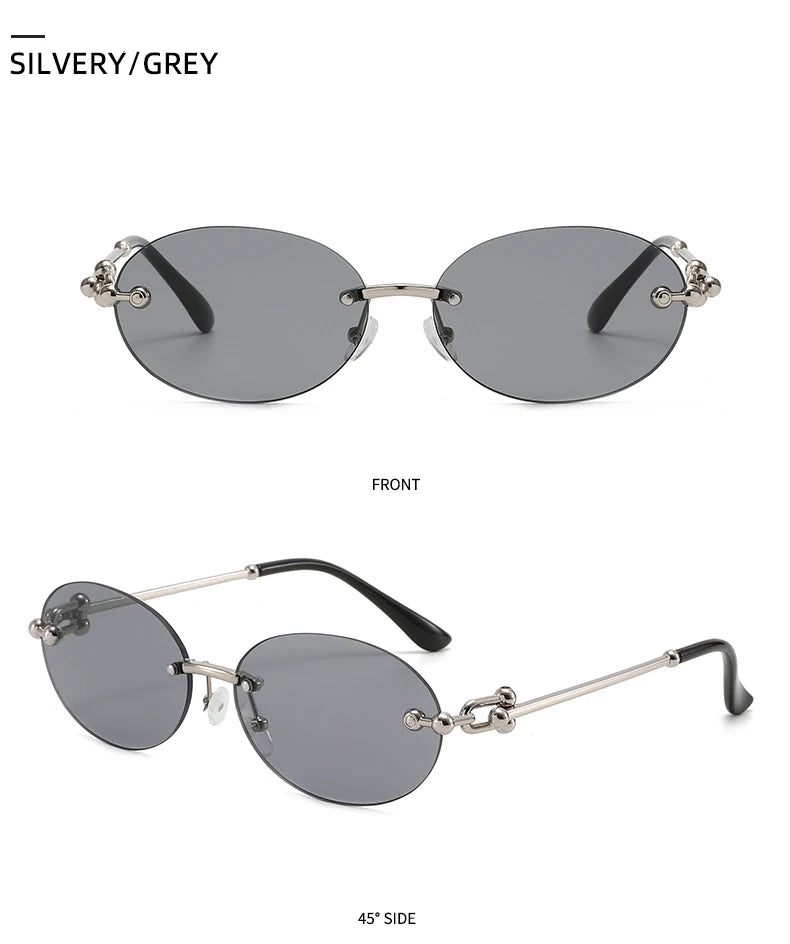 Oval Rimless Sunglasses High-End Casual and Luxurious Women's Borderless Sun Glasses Fashion and Personalized Sunglasses