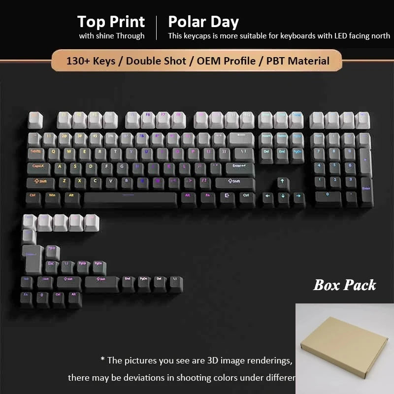133+ Tasten OEM-Profil Gradient-Keycaps für mechanische Gaming-Tastatur mit Cherry MX Switch, PBT, hintergrundbeleuchtet, RGB-Keycap, ISO-Layout Keycaps
