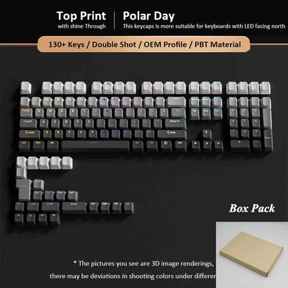 133+ Tasten OEM-Profil Gradient-Keycaps für mechanische Gaming-Tastatur mit Cherry MX Switch, PBT, hintergrundbeleuchtet, RGB-Keycap, ISO-Layout Keycaps
