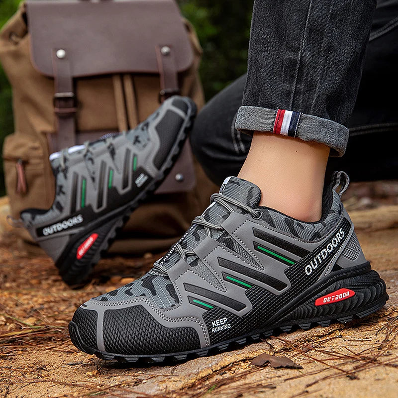 2025 New Men Hiking Shoes Outdoor Waterproof Sports Shoes Comfortable Leather Hiking Training Boots Large Size Tactical Shoe Men