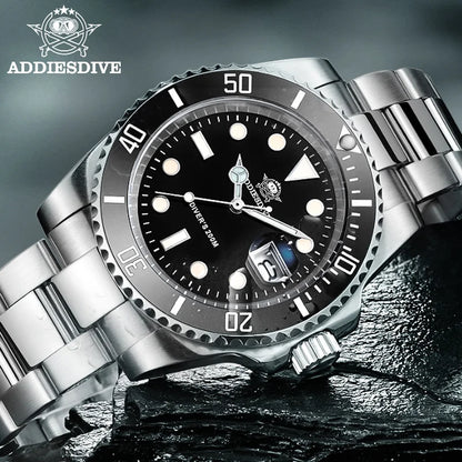 ADDIESDIVE klassische Herrenuhr mit Keramiklünette, 200m wasserdicht, lässige Quarzuhr mit BGW9 blauer Leuchtmasse, Geschenkuhr MY-H3-2