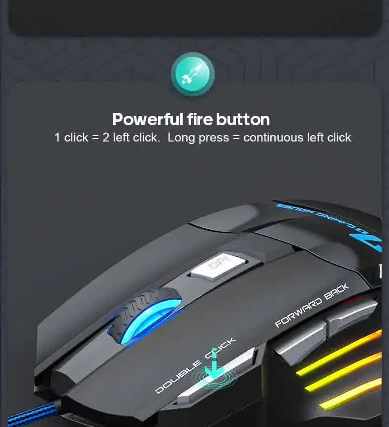 IMICE X7 Optical Gaming Mouse, Wired RGB Gaming Mouse with Adjustable DPI, Ergonomic Anti-Slip Design, 7 Programmable Buttons for PC & Laptop
