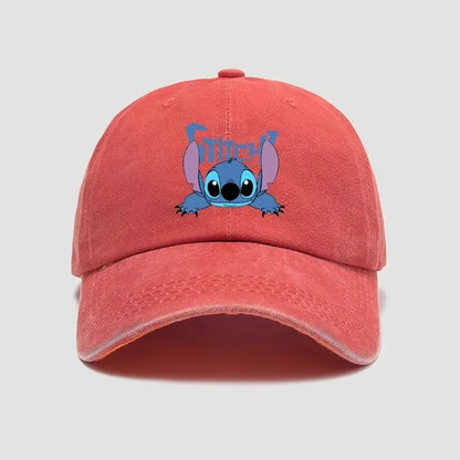 Stitch Casual Hat Kawaii Cartoon Anime Figure Baseball Caps Breathable Snapback Sun Hats Adjustable Peaked Cap Unisex Kids Gifts