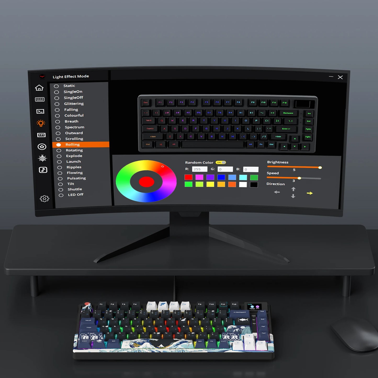 Womier Wired Mechanical Gaming Keyboard with OLED Display, Hot-Swappable RGB Keyboard, PBT Pudding Keycaps, 81-Key USB-C Mechanical Keyboard for PC & Laptop
