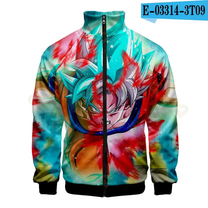 New Fashion Dragon Ball Print Stand Collar Zipper Hoodie Men Women Zipper Hoodies Jackets Long Sleeve Sport Hip Hop Sweatshirts, produit gaming premium Fraquane, équipement gamer