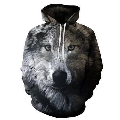 Anime-Sweatshirt mit wildem Wolfskopf, 3D-bedruckter Hoodie für Herren/Damen, modische Harajuku-Kleidung für Kinder und Herren-Mantel