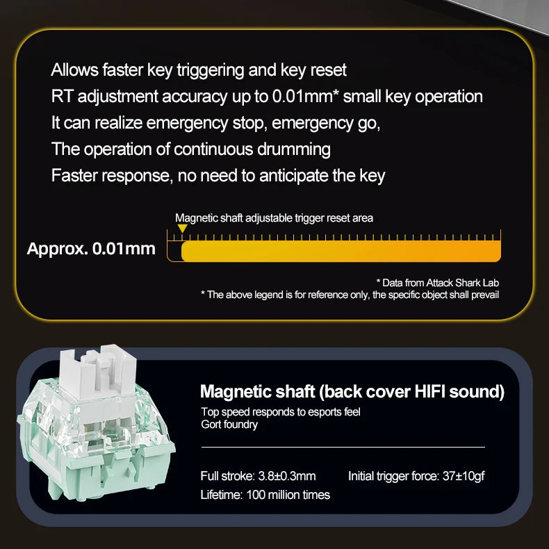 ATTACK SHARK X68HE Magnetic Mechanical Keyboard, 8000Hz Rapid Trigger Gaming Keyboard with Hall Effect Magnetic Switches, SOCD, 0.01mm RT, Wired RGB Keyboard