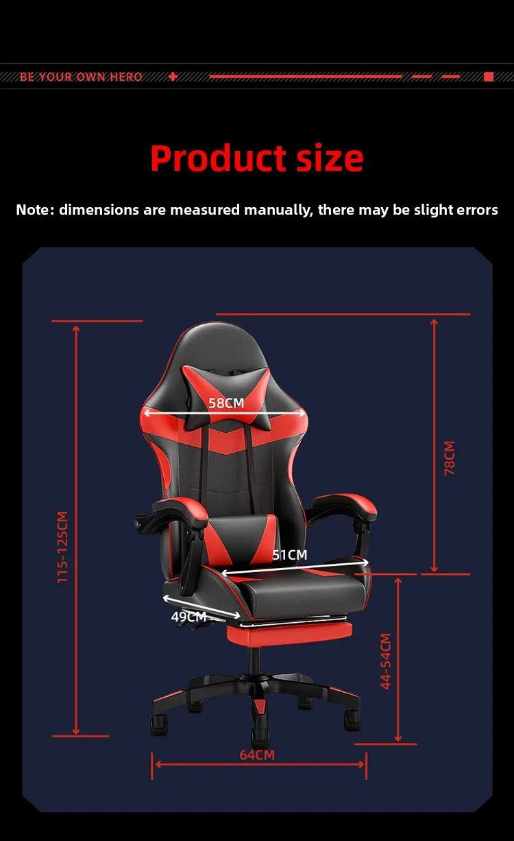 Ergonominen gaming-tuoli tietokonepöydälle, kallistettava kotitoimiston pelituoli selkätuella pitkiin pelisessioihin