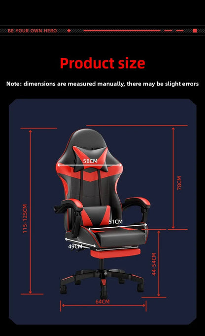 Ergonominen gaming-tuoli tietokonepöydälle, kallistettava kotitoimiston pelituoli selkätuella pitkiin pelisessioihin