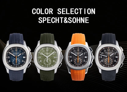 Specht & Söhne New Classic 5167 Men's Watch Orange Color Sapphire Crystal Rubber Srap Sports Male Quartz Watches 50M Waterproof