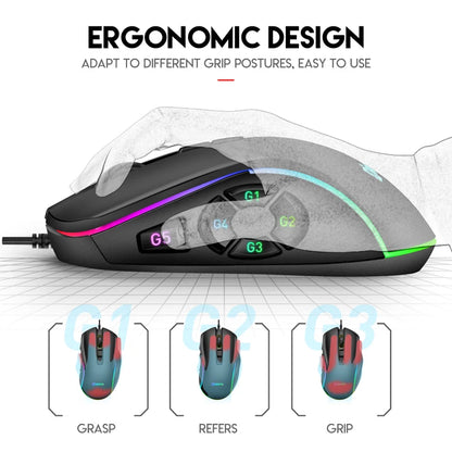 Wired Gaming Office Mouse 7200 DPI RGB Backlit Mouse with 10 Programmable Buttons, 6 Adjustable DPI Levels, Ergonomic Wired Gaming Mouse for PC & Laptop