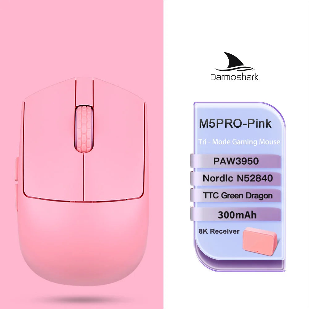 Darmoshark M5 Air Wireless Gaming Mouse Forged Carbon Fiber 30K DPI PAW3395 Sensor Lightweight Ergonomic Mouse for PC Gaming