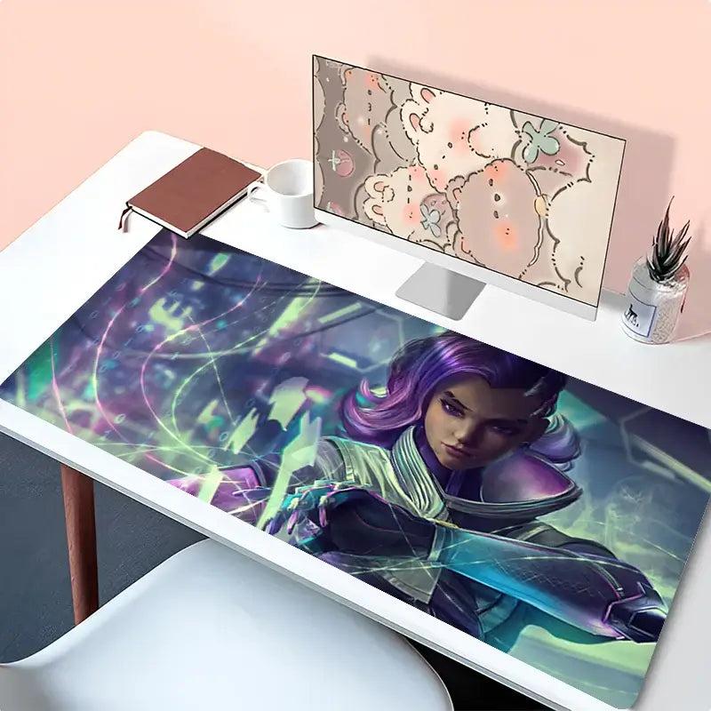 Tapete de Rato Anime para Portátil, Acessório de Escritório, Tapete para Teclado PC, Base de Borracha para Copo, Tapete de Rato Macio Grande, Tapete de Secretária Overwatch Sombra