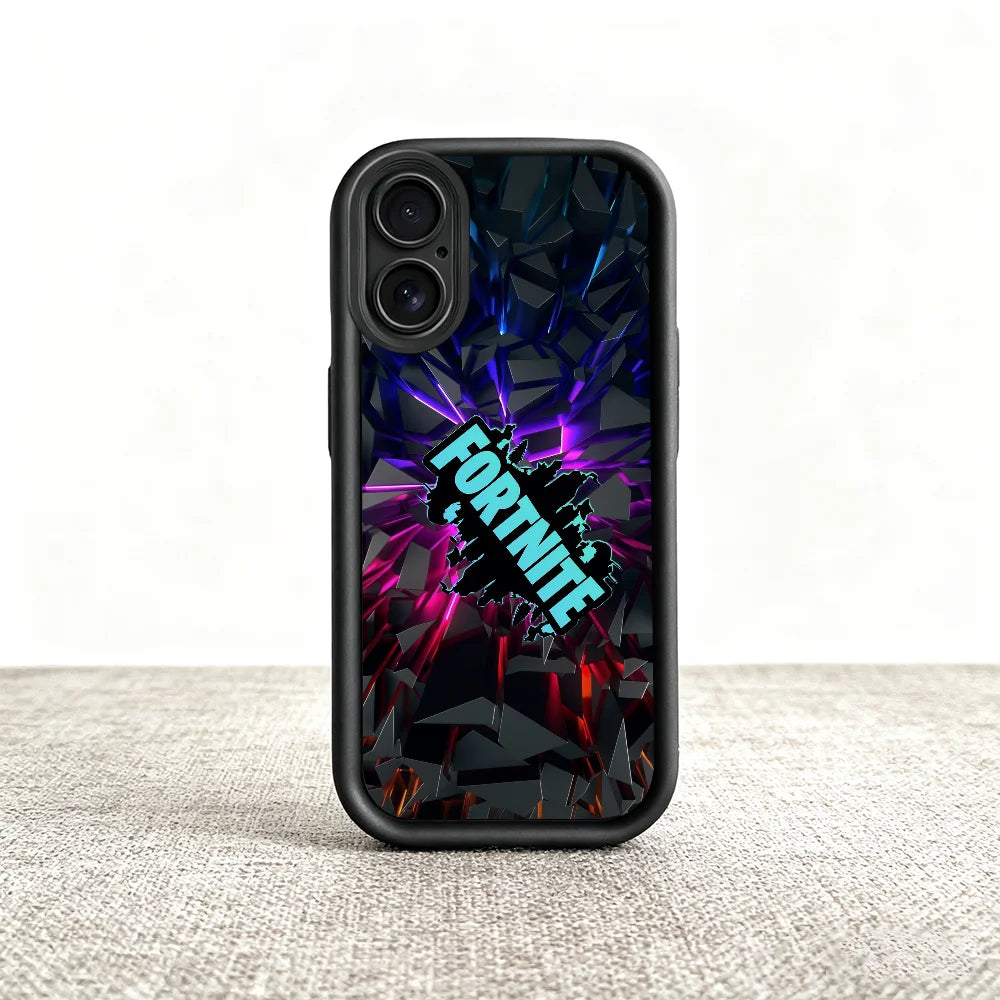 Capa para telemóvel Game F-Fortnite Survival para iPhone 11 12 13 14 15 16 17 Max Pro Plus Air Mini, capa macia preta com proteção da lente