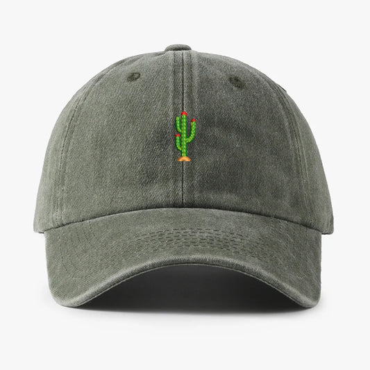 Mini Cactus Embroidery vintage soft Baseball caps Men Women Water Washed Hat Sports Fishing Dad Visor Summer Autumn Peaked cap