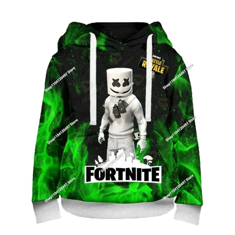 Sweatshirts com capuz para rapaz e rapariga Fortnite, pullover infantil com impressão 3D, sweatshirts com capuz Battle Royale para homem, moda de outono, roupa infantil