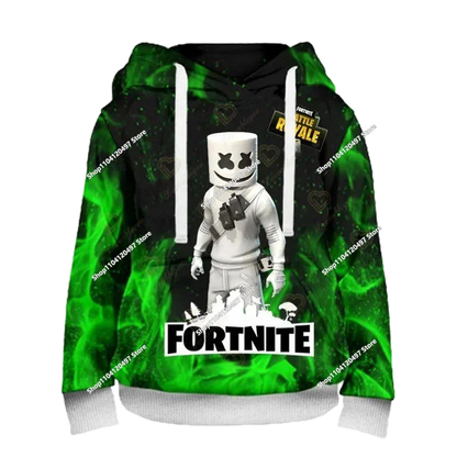 Sweatshirts com capuz para rapaz e rapariga Fortnite, pullover infantil com impressão 3D, sweatshirts com capuz Battle Royale para homem, moda de outono, roupa infantil