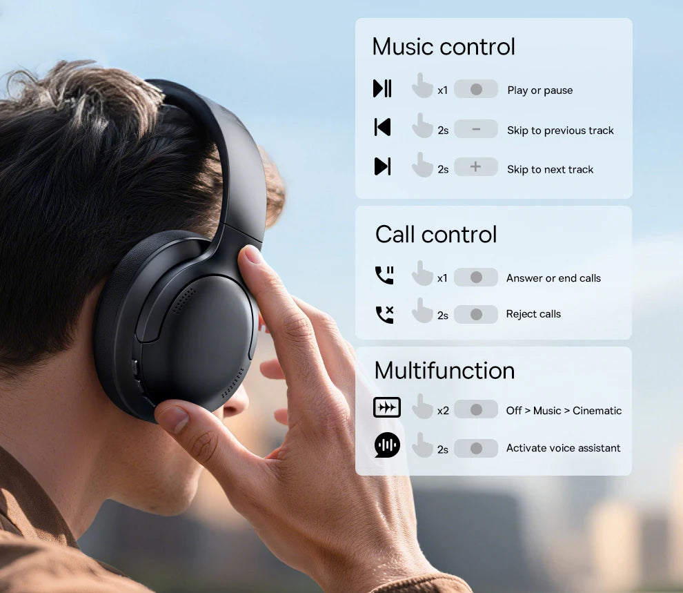 Auriculares inalámbricos Bluetooth 5.3 circumaurales Baseus – Diafragma HiFi de 40mm, auriculares plegables con 70H de reproducción y audio espacial