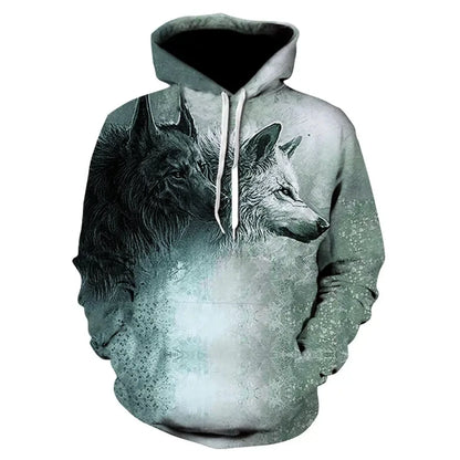 Anime-Sweatshirt mit wildem Wolfskopf, 3D-bedruckter Hoodie für Herren/Damen, modische Harajuku-Kleidung für Kinder und Herren-Mantel