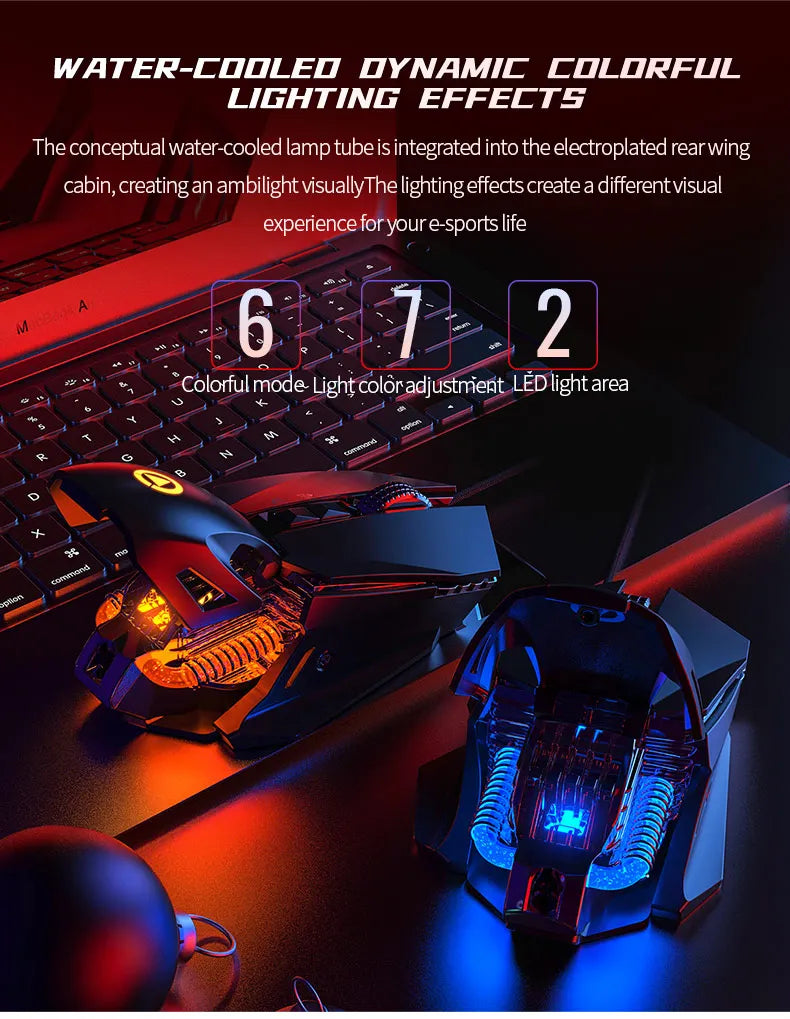 Ενσύρματο gaming ποντίκι esports με οπίσθιο φωτισμό RGB, ρυθμιζόμενο 200-7200 DPI, USB για PC, laptop και παιχνίδια FPS