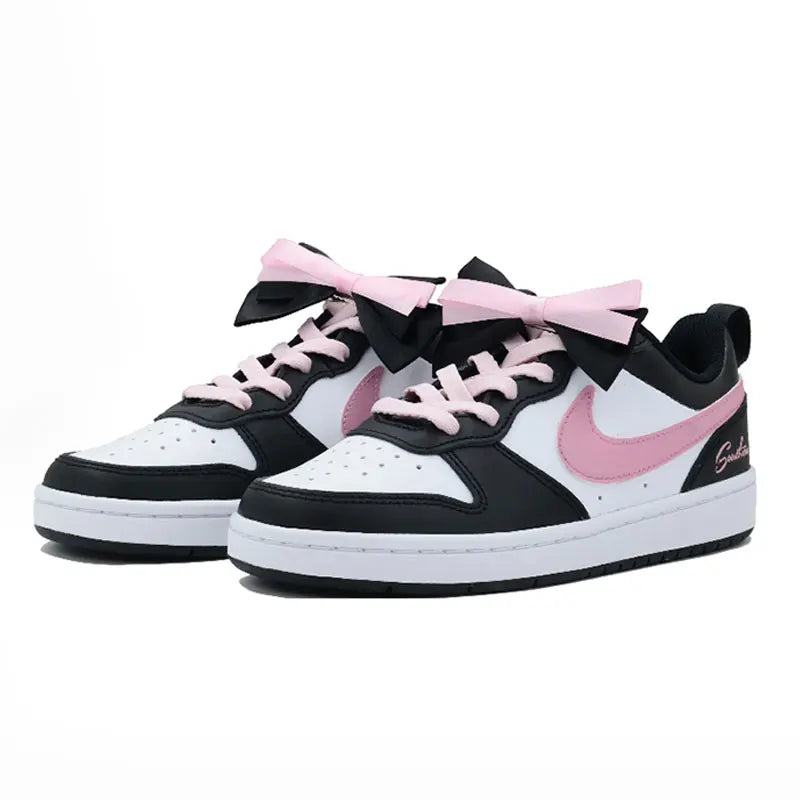 Custom Sneakers Nike Court Borough Pink Purple Star Unique Women's Skate Shoes