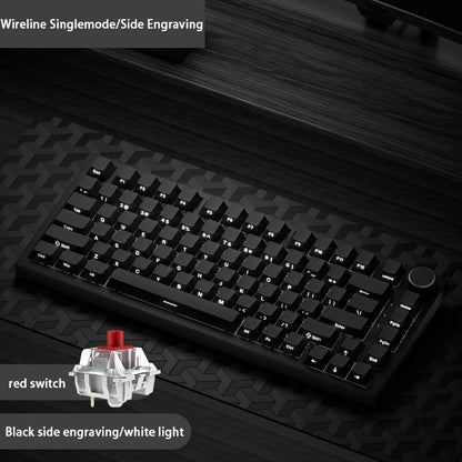 AJAZZ AK820 Mechanical Keyboard Hot-Swappable 82-Key Wired Keyboard with Rotary Volume Knob for Office, Gaming & Home