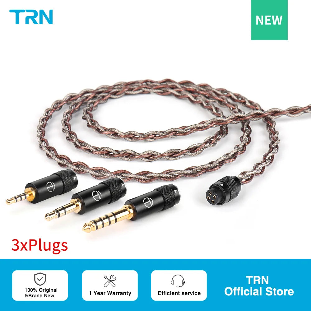 TRN RedChain Upgrade Cable Silver-Plated Copper OFC Copper Earphone Cable with Swappable 2.5mm 3.5mm 4.4mm Connectors for TRN IEM Headphones
