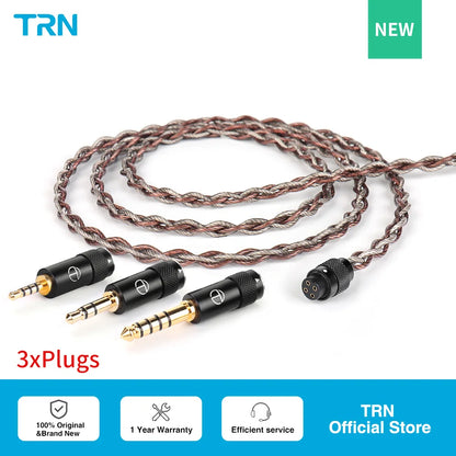 TRN RedChain Upgrade Cable Silver-Plated Copper OFC Copper Earphone Cable with Swappable 2.5mm 3.5mm 4.4mm Connectors for TRN IEM Headphones