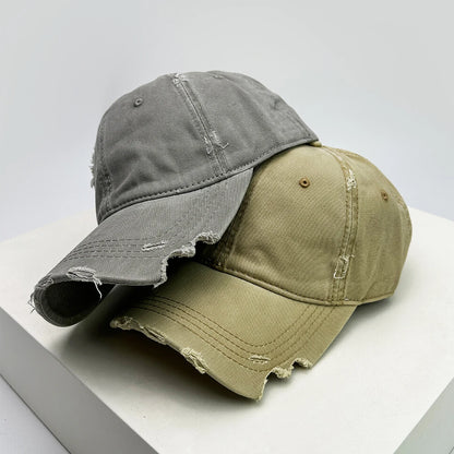 Cappellini da baseball unisex con visiera a tacca, in tessuto a tinta unita, traspiranti, stile "broken", con visiera per proteggersi dal sole, casual, versatili, effetto consumato, alla moda