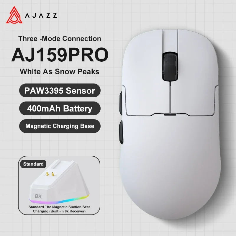 Gaming miška Ajazz AJ159 PRO/APEX 8000Hz, povratna frekvenca, Paw3950, barvni zaslon, magnetno stojalo AJ159P, za pisarno in gaming