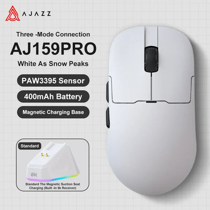 Gaming miška Ajazz AJ159 PRO/APEX 8000Hz, povratna frekvenca, Paw3950, barvni zaslon, magnetno stojalo AJ159P, za pisarno in gaming