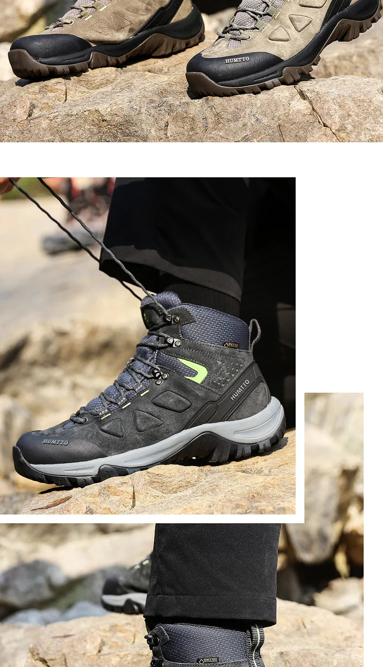 HUMTTO vandresko, vandtætte jagtstøvler til mænd, taktiske ørken-kampstøvler, ankelhøje trekkingstøvler til mænd og kvinder, varme lædersneakers