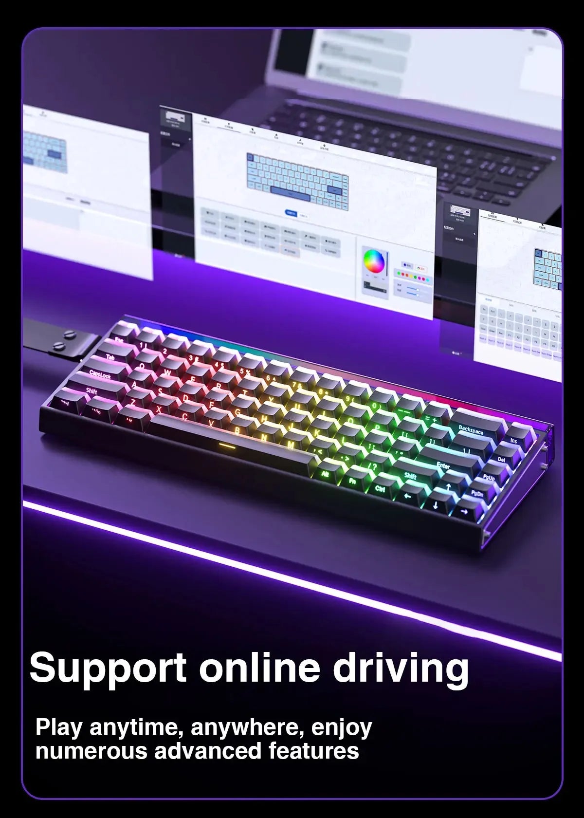 Teclado AULA HERO 68HE con interruptores magnéticos RGB Gaming mecánico Rapid Trigger retorno 8K con cable para esports personalizable