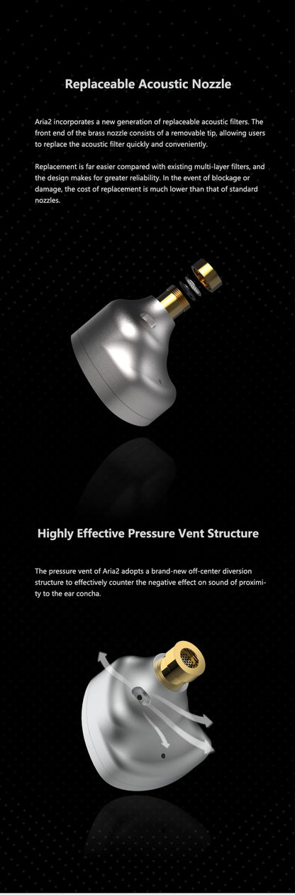 MOONDROP Aria 2 HiFi Wired IEM Earphones with Detachable Cable, High Performance Dynamic Driver In-Ear Monitor Earbuds 3.5mm/4.4mm Plug