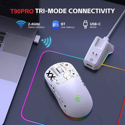 RGB Wireless Gaming Mouse with Charging Dock, 3-Mode Bluetooth & 2.4G Rechargeable Silent Gaming Mouse for PC, Laptop & Mac