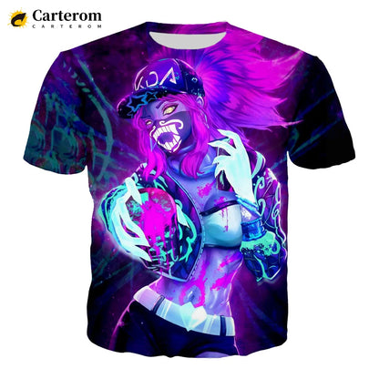 Sexy Akali 3D Print T-shirt League Of Legends T Shirt Men Women Fashion Casual Harajuku Style Tshirt Streetwear Cool Tops