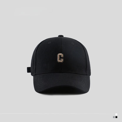 Hard-top C-bogstav baseballkasket til mænd og kvinder – koreansk version af den populære kasket med bred skygge, til store hoveder, med buet skygge
