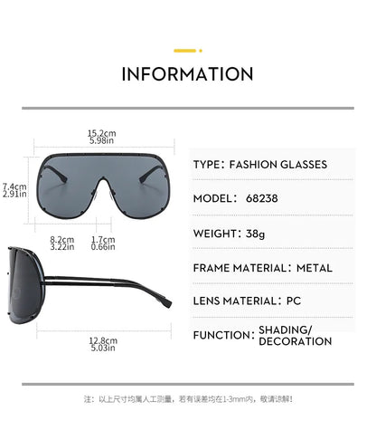 2025 Oversized Metal Rimless Integrated Windproof Sunglasses For Women Trends Y2k Luxury Brand Design Sun Glasses Unisex UV400