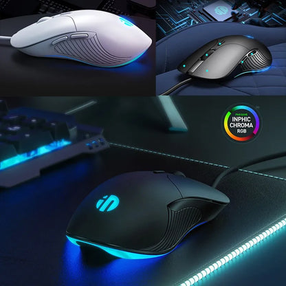INPHIC B2 trådbunden USB-mus, tyst kontors- och gamingmus för PC och bärbara datorer