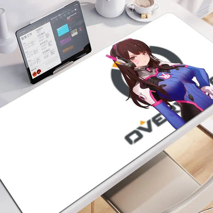 Tapete de Rato XXL Anime Gaming Girl Overwatch 900x400, Tapete de Secretária Suave em Borracha para Portátil, Escritório, Computador e Teclado, Impressão HD