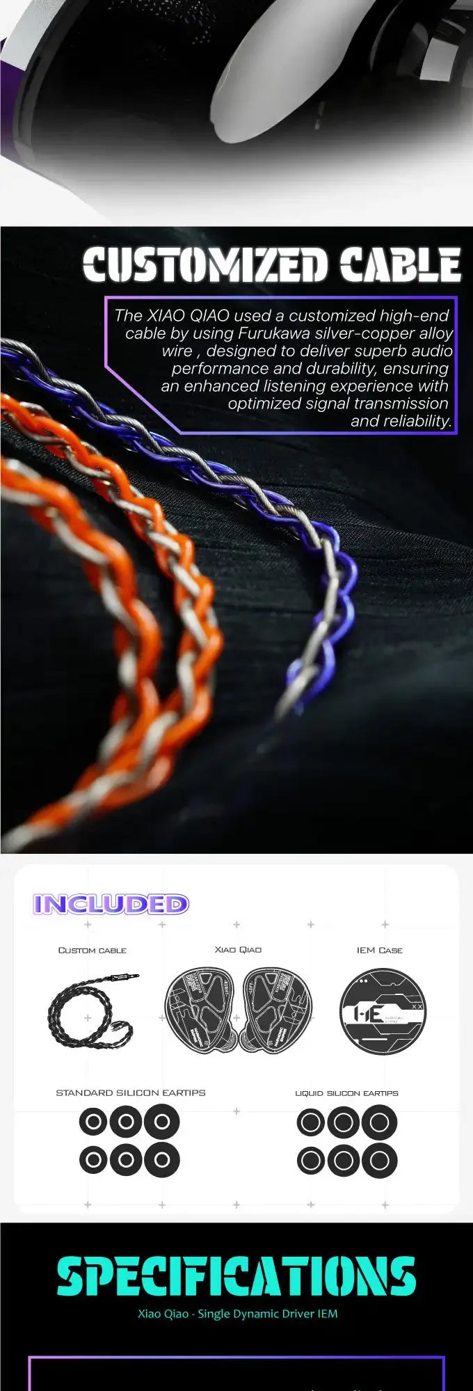 HE XIAOQIAO TANGZU Single Dynamic Driver 1DD Hi-Fi In-Ear Earphones Wired Earbuds with Furukawa OFC Cable for Audiophiles