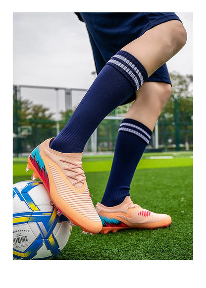 New Men's Football Boots Cleats Shoes Soccer Long Spikes FG Ultralight Training Soccer Shoes Non-Slip Outdoor Match Drop Shipping
