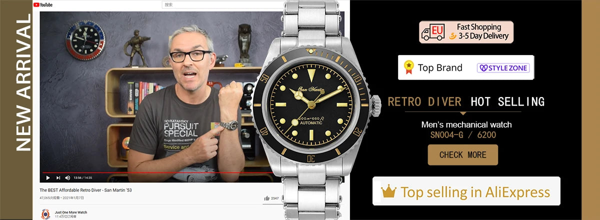 San Martin Vintage 38mm 6200 Diver Watch New Upgraded for Men Luxury NH35 Automatic Mechanical Sapphire Waterproof 200m Relojes