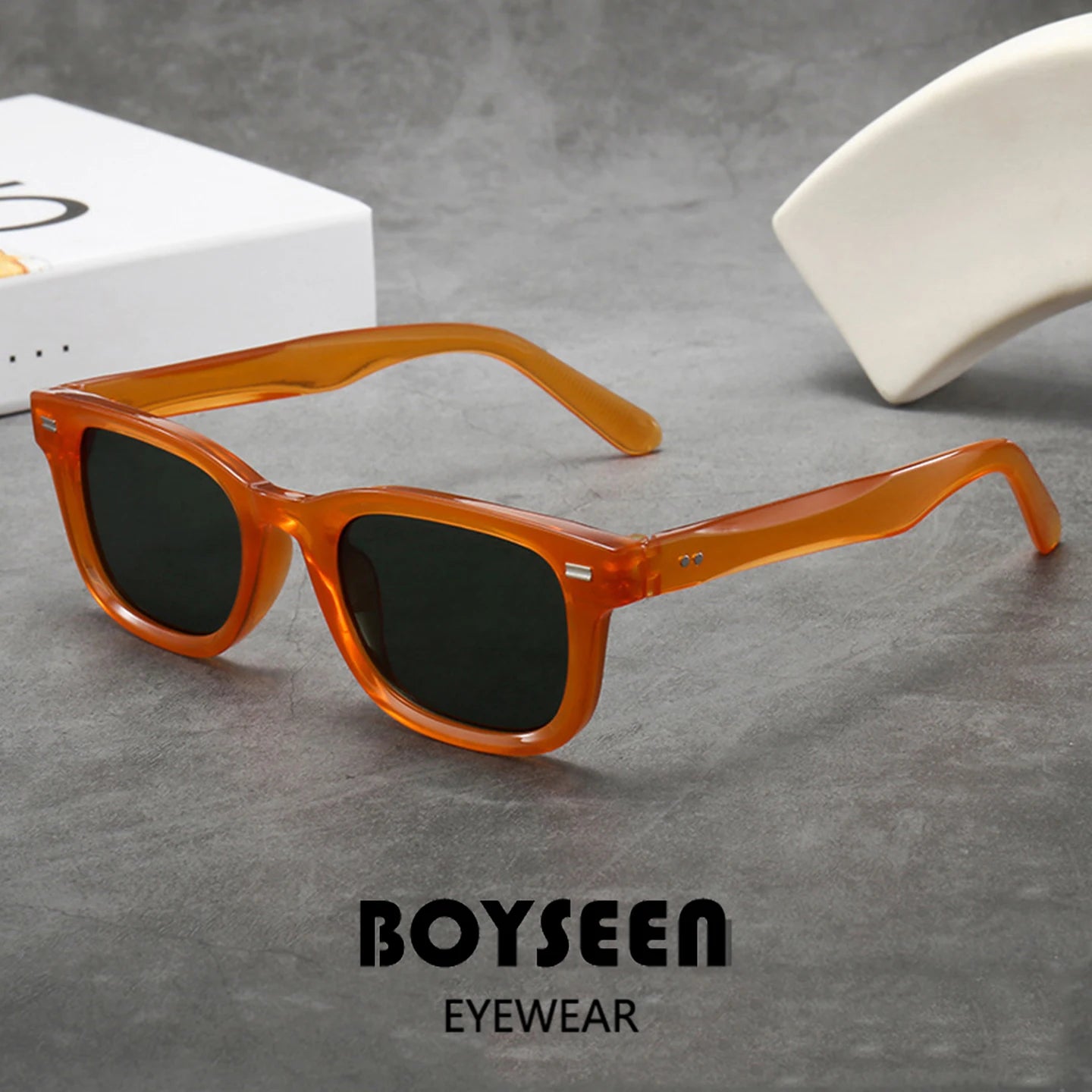 Men's Thick Framed Retro Brown Sunglasses Narrow Framed Hip-hop Style Rapper Eyewear Vacation Sunglasses UV400
