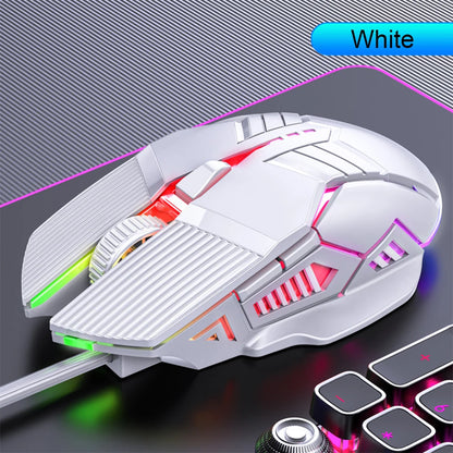 3200DPI ergonomisk trådbunden gamingmus USB datormus gamingmus med RGB-bakgrundsbelysning 6 knappar LED tyst mus för PC och laptop