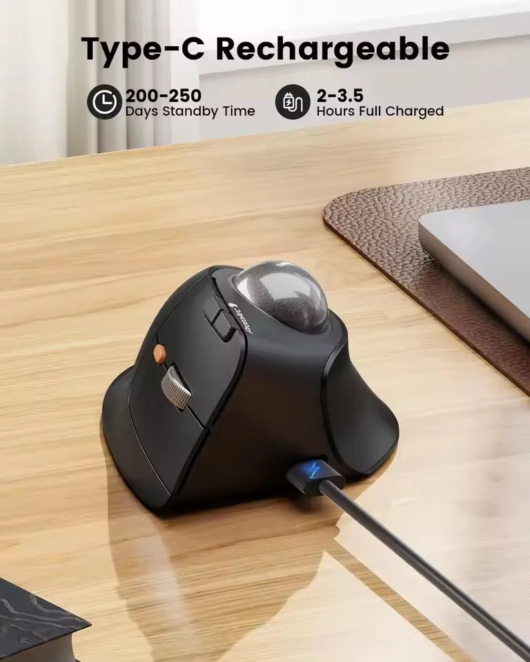 ProtoArc EM05NL Ασύρματο ποντίκι trackball επαναφορτιζόμενο Bluetooth, εργονομικό κάθετο ποντίκι rollerball για υπολογιστή, iPad, Mac, Windows