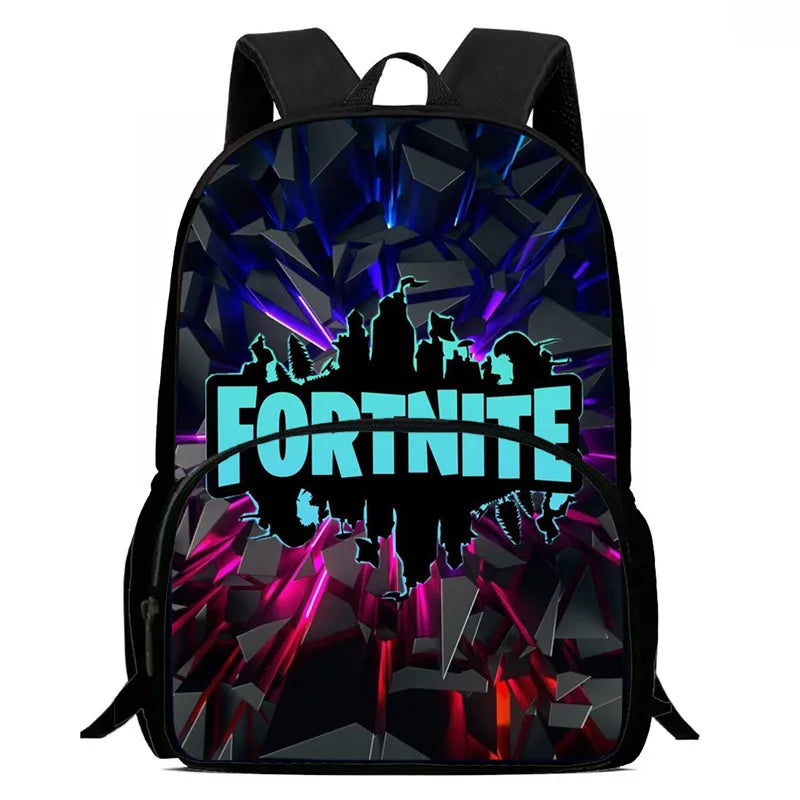 15 Inch Fortnite Cartoon Backpack Unisex for Boys Girls with Front Pocket Lightweight Student School Bookbag Large Capacity