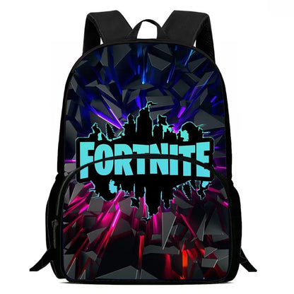 15 Inch Fortnite Cartoon Backpack Unisex for Boys Girls with Front Pocket Lightweight Student School Bookbag Large Capacity
