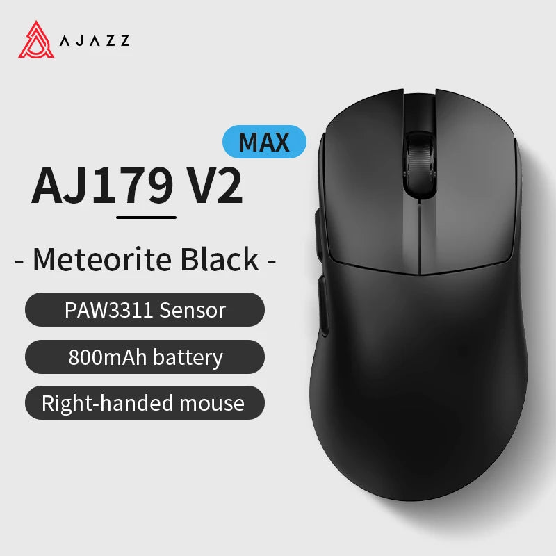 AJAZZ AJ179 V2 MAX tri-mode högerhänt mus, 56g lättviktsdesign, PAW3311-sensor, Huanuo Micro Switch, TelinkMicrochip